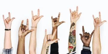 Diversity hands gesturing love sign